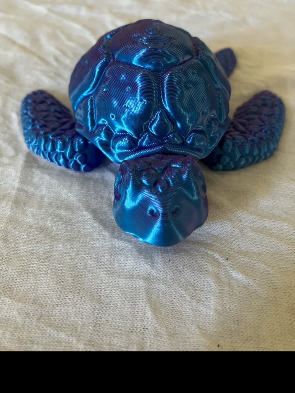 Decorative Blue Handcrafted 3 D Printable Moveable Collectable Sea Turtle